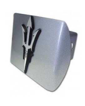 Arizona State Sundevils Brushed Silver with Chrome Pitchfork Emblem Metal Trailer Hitch Cover Fits 2 Inch Auto Car Truck Receiver with NCAA College Sports Logo