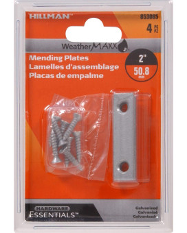 Hillman Hardware Essentials 853085 Mending Plate Galvanized 2 X 12 4-Pack