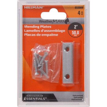 Hillman Hardware Essentials 853085 Mending Plate Galvanized 2 X 12 4-Pack