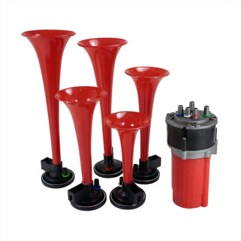 Spec-D Tuning 125Db Musical 5Pc Red Trumpets Dixie Horn W/Air Compressor + Hose La Cucaracha