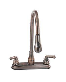 Empire Brass U-YOB2000B RV Kitchen Faucet with Gooseneck Spout, Pull-Down Sprayer and Teapot Handles - 8, Oil Rub Bronze