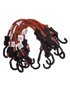 Kotap MABC-18 All- Purpose Adjustable Bungee Cords with Hooks, 18-Inch, Orange/Black, 10 Count