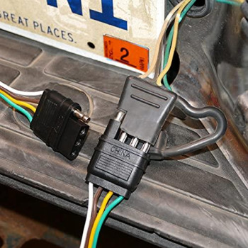 ABN Trailer Wire Extension, 1ft, 4-Way 4-Pin Plug Flat 20 Gauge - Hitch Light Trailer Wiring Harness Extender