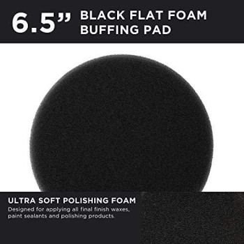 TCP Global 6.5 Black Flat Final Finishing Grip Foam Polish Pad - DA Hook & Loop