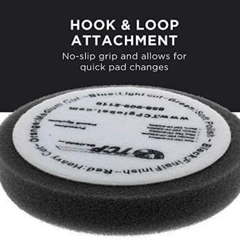 TCP Global 6.5 Black Flat Final Finishing Grip Foam Polish Pad - DA Hook & Loop