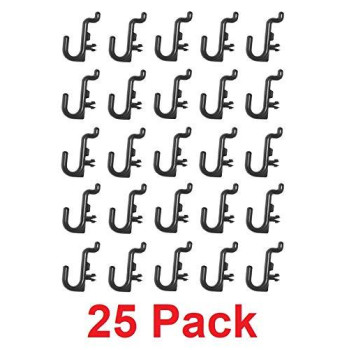 JSP Manufacturing Plastic Black J Style Pegboard Hooks Garage Tool Storage fits 1/4 Pegboard Holes (Pegboard NOT Included) (50)