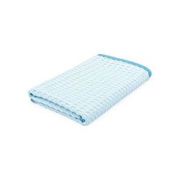 The Rag Company - Dry Me A River - Professional Korean 70/30 Blend Microfiber Waffle-Weave Drying & Detailing Towels, Soft Suede Edges, 390gsm, 16in x 16in, Light Blue (5-Pack)