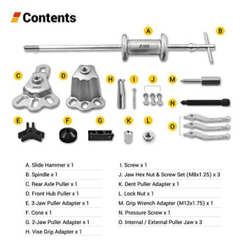 EWK 9-Way Axle Puller Slide Hammer Bearing Remover Set for Front Wheel Hub, Rear Axle Shaft, Bushing, Pulley & Bearing