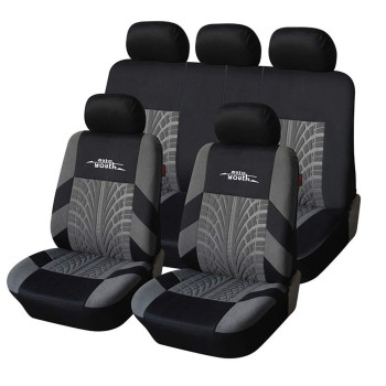 AUTOYOUTH Grey Car Seat Covers Full Set, Front Bucket Seat Covers with Split Bench Car Seat Cover Set for Women Full Set Seat Protectors - 9pcs