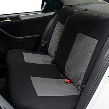 AUTOYOUTH Grey Car Seat Covers Full Set, Front Bucket Seat Covers with Split Bench Car Seat Cover Set for Women Full Set Seat Protectors - 9pcs