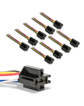 TRUE MODS 10 Pack - Bosch Style 12V DC 5-PIN SPDT Interlocking Relay Socket Harness Base (with Wires)