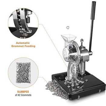 Yescom Semi-Automatic Hand Press Grommet Machine Commercial Puncher Eyelet Feeding Tool