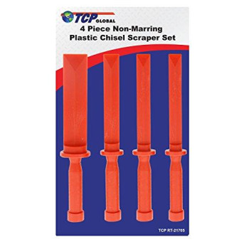 TCP Global 4 Piece Non-Marring Plastic Chisel Scraper Set - 3/4, 7/8, 1, 1-1/2 Wide, Length 11