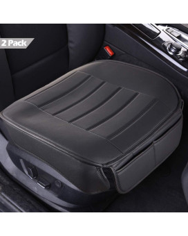 Big Ant Car Seat Covers Set of 2, PU Faux Leather Edge Wrapping Car Front Seat Covers Pad Bottom Seat Covers for Cars(Black)