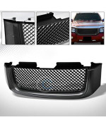 R&L Racing Front Grill Cover Compatible with 2002-2008 GMC Envoy | Matte Black Finished Sport Mesh Front Grill Hood Bumper Grille Cover Replacement