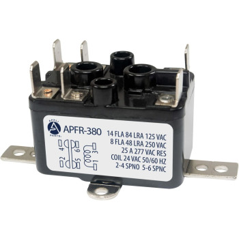 Appli Parts APFR-380 90-380, 24 VAC Coil, Heavy Duty Switching Fan Relay, SP Normally Open, SP Normally Closed, AC and heating Furnace blower relay Universal fit multi position bracket