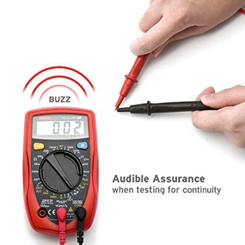 Etekcity Digital Multimeter, AC DC Voltmeter Amp Volt Ohm Current Meter, Electrical Voltage Outlet Circuit Tester With Continuity Resistance Diode Test ,Two Build-In Ceramic Fuses, Red, MSR-R500