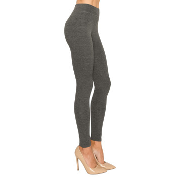 cotton Spandex Basic Knit Jersey Regular and Plus Size Full athletic leggings for women charcoal XL