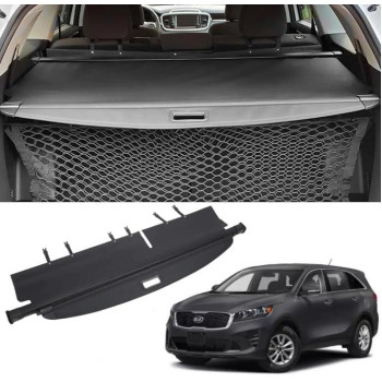 Vesul Retractable Rear Trunk Cargo Cover No Gap Compatible with Kia Sorento 2016 2017 2018 2019 2020 Security Shade Shield Tonneau Cover Anti-Peeping Luggage Privacy Screen with Extra Canvas Cover