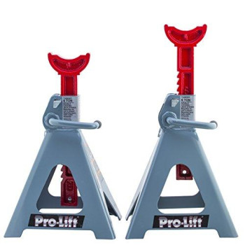 Pro-Lift Heavy Duty 6 Ton Jack Stands Pair - Double Locking Pins - Handle Lock and Mobility Pin for Auto Repair Shop with Extra Safety