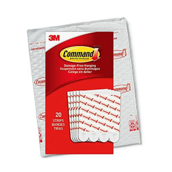 Command Large Refill Strips for Indoor Hooks, White, 20-Strips - Easy to Open Packaging