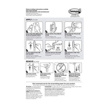 Command Large Refill Strips for Indoor Hooks, White, 20-Strips - Easy to Open Packaging