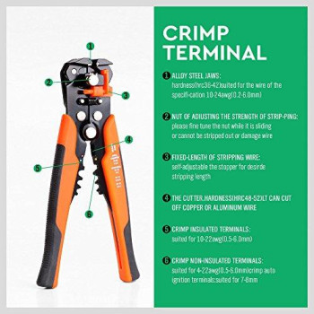 HORUSDY Wire Stripping Tool, Self-adjusting 8 Automatic Wire Stripper/Cutting Pliers Tool for Wire Stripping, Cutting, Crimping 10-24 AWG (0.2~6.0mm??