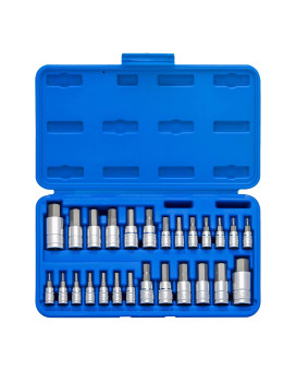 Neiko 01144A Tamper-Proof Hex Bit Socket Set, 26 Pieces | SAE (5/64-9/16?? and Metric (2-14MM)