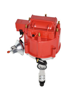 A-Team Performance - Complete HEI Distributor 65K Coil 7500 RPM - Compatible With Chevrolet Chevy GM GMC 4.3L 262 V6 EFI to CARB SWAP 90 V-6 One Wire Installation Red Cap