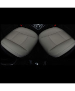 EDEALYN Car Seat Cushions Cover, 2pcs PU Leather Car Seat Covers Car Seat Protector Cover for Car Driver and Passenger Seat Bottom (Width 20.8deep 21Thick 0.35 inch) (Dark Grey-B)