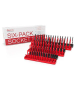 Olsa Tools SAE (Red) & Metric (Black) Socket Storage Trays - 6 Piece Set | 1/4-Inch, 3/8-Inch, 1/2-Inch Drive | Professional Quality Tool Organizer | Professional Grade