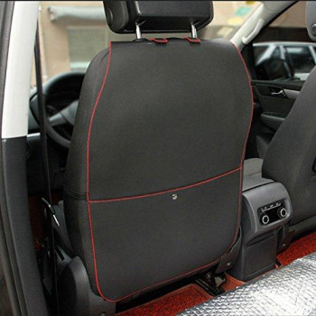 HCMAX 2 Pack Kick Mat Car Seat Back Protector Waterproof Easy to Clean Multifunctional Organizer Storage Bag Travel Accessory PU Leather Black-Red