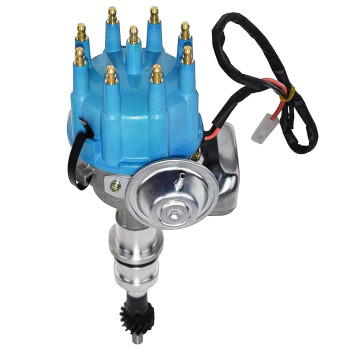 A-Team Performance R2R Complete Distributor - Ready 2 Run for Ford Windsor V8 221, 260, 289, 302 Series - Automotive Replacement Ignition Parts Two-Wire Installation with Blue Cap