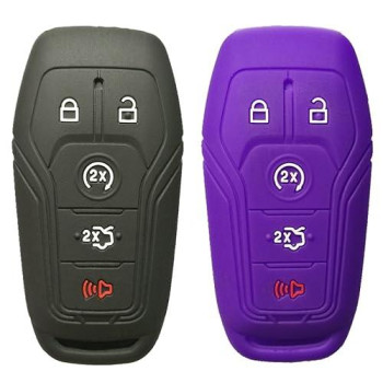 Alegender Qty(2) 5 Buttons Rubber Smart Key Cover Jacket Glove Holder for Ford Fusion Explorer F-150 Mustang Lincoln MKZ MKC Fob Remote