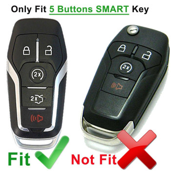 Alegender Qty(2) 5 Buttons Rubber Smart Key Cover Jacket Glove Holder for Ford Fusion Explorer F-150 Mustang Lincoln MKZ MKC Fob Remote