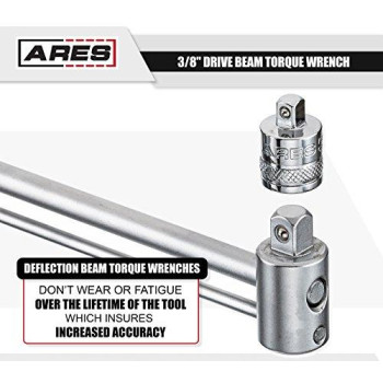 ARES 70214-3/8-inch Drive Beam Torque Wrench - 0-800 Inch/Pounds and 0-90 Newton/Meter Torque Wrench - High Visibility Markings for Easy Readings