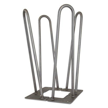 WEN TL16S 16-Inch Mid-century Modern Raw Steel Hairpin Table Legs, 12 Diameter, Set of 4 Black