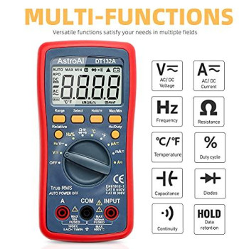 AstroAI Digital Multimeter TRMS 4000 Counts with DC AC voltmeter and Auto-Ranging Fast Accurately Measures Voltage, Current, Resistance, Capacitance, Temperature, Continuity, Frequency and Duty-Cycle.