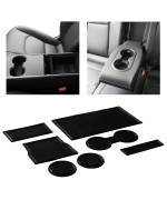 CupHolderHero fits Tesla Model 3 Accessories 2017-2023 Premium Custom Interior Non-Slip Anti Dust Cup Holder Inserts, Center Console Liner Mats, Door Pocket Liners, 7pc Set (Solid Black)