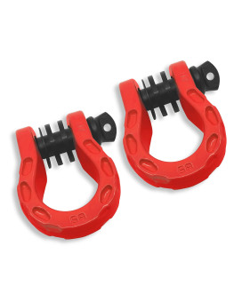gearAmerica Mega D Ring Shackles - 68,000 lbs capacity, Stronger Than 34 D Rings -Tow Shackle, 78 Pin Washers - Securely connect Tow Strap or Winch Rope for Off-Road Recovery - Red, 2-Pack
