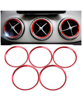 Thie2e 5pc Sports Aluminum Air Conditioner Air Vent/Outlet Ring Decoration Cover Fit for Mercedes Benz CLA C117 CLA180 CLA200 CLA250 X156 GLA GLA200 GLA220