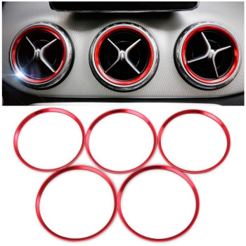 Thie2e 5pc Sports Aluminum Air Conditioner Air Vent/Outlet Ring Decoration Cover Fit for Mercedes Benz CLA C117 CLA180 CLA200 CLA250 X156 GLA GLA200 GLA220