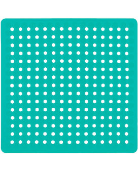 gorilla grip Patented Shower Stall Mat, 21x21, Machine Washable, Square Bathroom Bath Tub Mats for Stand up Showers and Small Bathtubs, Drain Holes Keep Floor clean, Suction cups, Turquoise Opaque