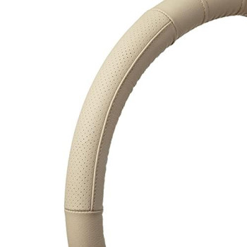 Swiss Drive Steering Wheel Cover - Genuine Leather Tan Beige - Planet-Friendly Wheel Cover with Anti-Slip Texture - Safe Grip Steering Wheel Covers for Cars and SUV - Size M