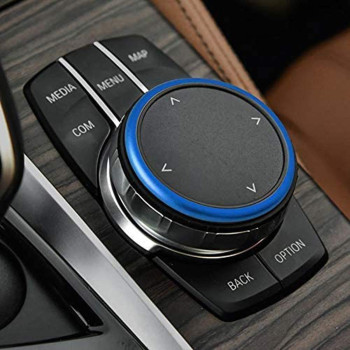 DEMILLO 1pc Aluminum Ring for BMW 1 2 3 4 5 6 7 Series X3 X4 X5 X6 Center Console iDrive Multimedia Controller Knob (Blue)