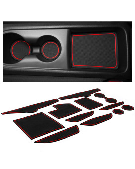 CupHolderHero fits Hyundai Veloster Accessories 2019-2023 Premium Custom Interior Non-Slip Anti Dust Cup Holder Inserts, Center Console Liner Mats, Door Pocket Liners 12pc Set (Red Trim)