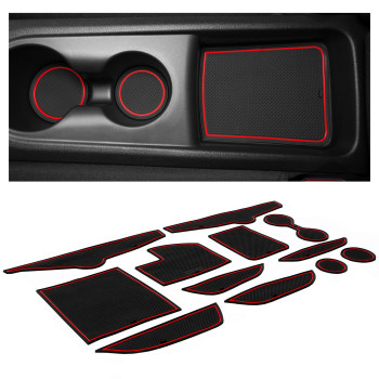 CupHolderHero fits Hyundai Veloster Accessories 2019-2023 Premium Custom Interior Non-Slip Anti Dust Cup Holder Inserts, Center Console Liner Mats, Door Pocket Liners 12pc Set (Red Trim)