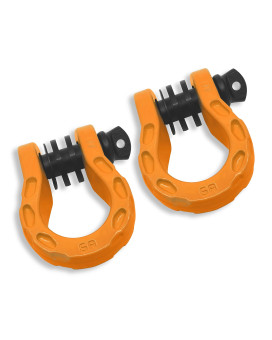 gearAmerica Mega D Ring Shackles - 68,000 lbs capacity, Stronger Than 34 D Rings -Tow Shackle, 78 Pin Washers - Securely connect Tow Strap or Winch Rope for Off-Road Recovery - Orange, 2-Pack