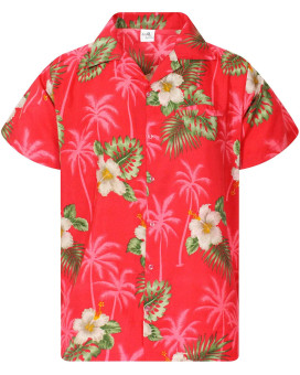 KINg KAMEHA Funky Hawaiian Shirt, Shortsleeve, Small Flower, Pink, 6XL