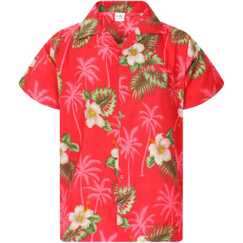 KINg KAMEHA Funky Hawaiian Shirt, Shortsleeve, Small Flower, Pink, 6XL